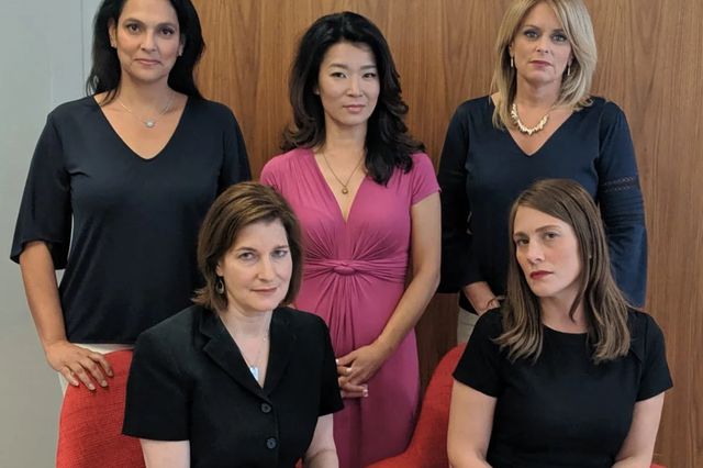 Plaintiffs Roma Torre, Kristen Shaughnessy, Jeanine Ramirez, Vivian Lee and Amanda Farinacci pose for a group photo provided by their attorneys.